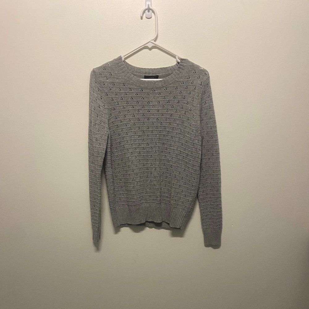 J. Crew Pointelle Crewneck Sweater in Gray Size S NWT